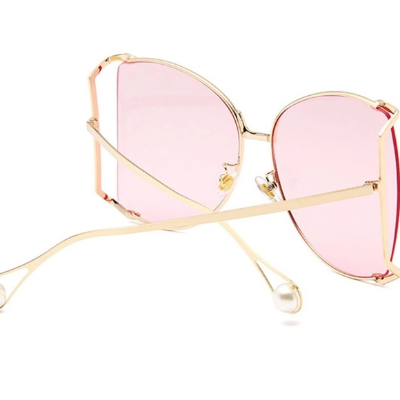 Oversized sunglasses gold frame pink gradient lens - Picture 3 of 3